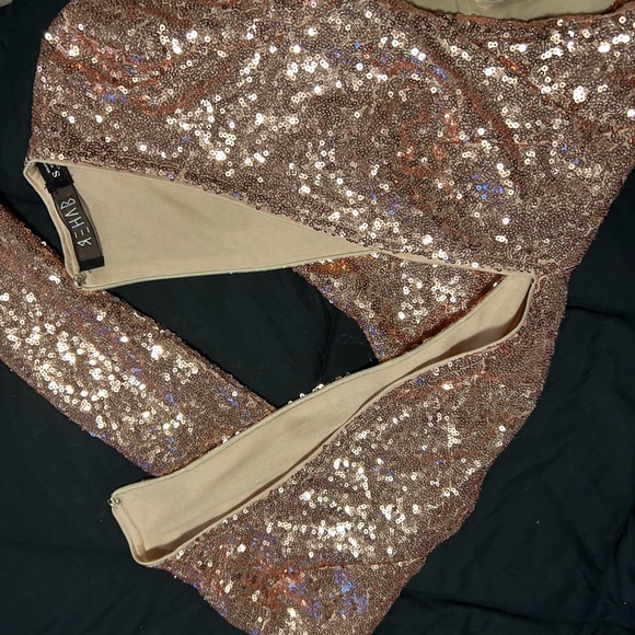 Hot Miami Styles Gold and Cream Bodysuit with Luxe Details - Picture 5 of 5